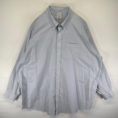 古着 ブルックスブラザーズ Brooks Brothers 長袖シャツ ボタンダウン ストライプ 胸ポケット 1818 20 水色系 ストライプ メンズ