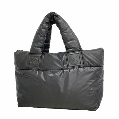 【6ib2875】シャネル トートバッグ コココクーン ナイロン ブラック シルバー金具【中古】レディース