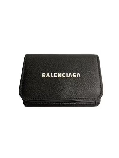 BALENCIAGA Cash Mini Wallet Grained Calfskin "Black"