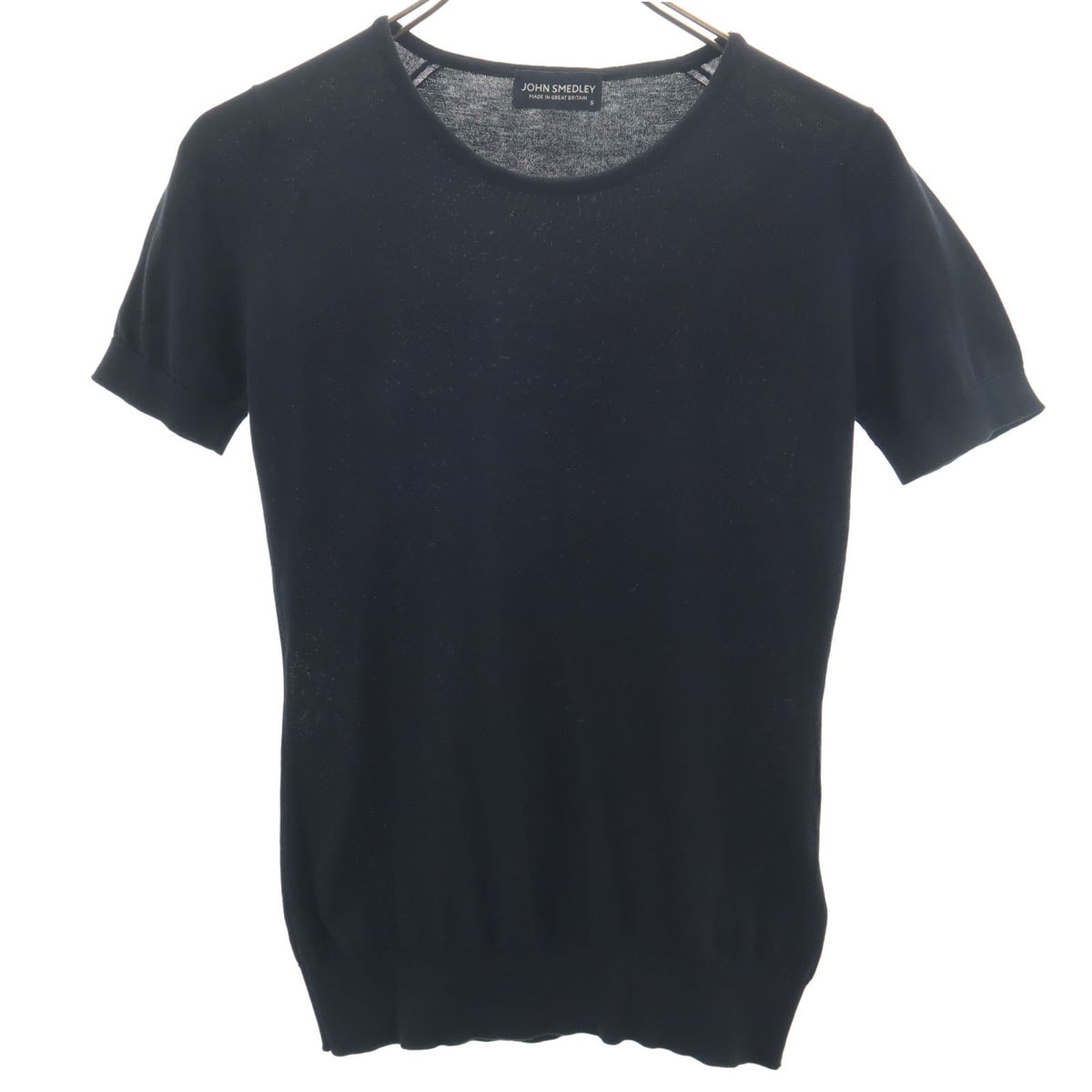 JOHN SMEDLEY ジョンスメドレー イギリス製 半袖 セーター S ブラック ニット