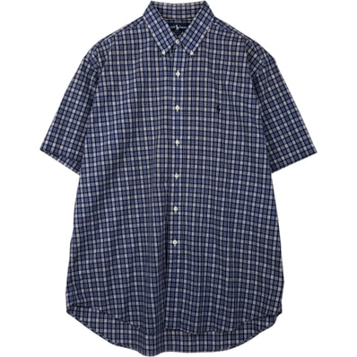 古着 ラルフローレン Ralph Lauren BLAKE 半袖 ボタンダウン チェックシャツ L メンズL相当/eaa643913