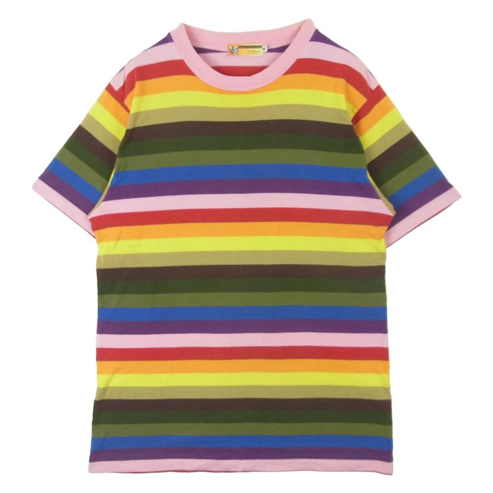 A BATHING APE アベイシングエイプ マルチカラー ボーダー 半袖 Tシャツ コットン 日本製 マルチカラー系 M【中古】