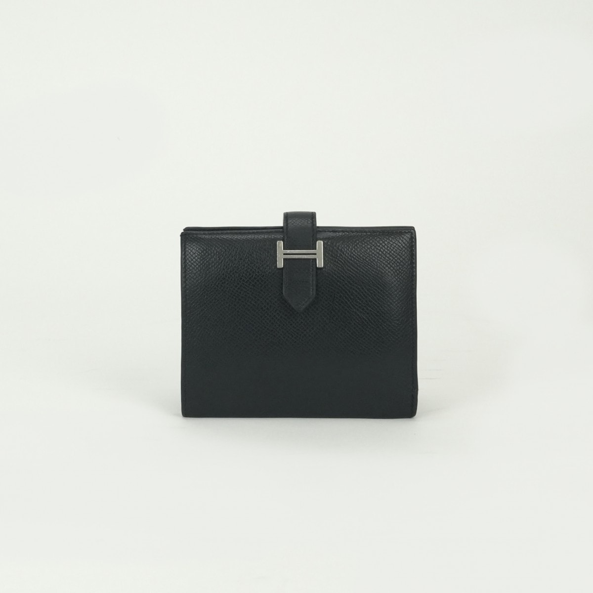 エルメス HERMES ベアンコンパクト ベアン コンパクト 財布 二つ折り財布 ミニ財布 ミニウォレット エプソン ノワール Noir ブラック Black 黒 シルバー金具 ヴォーエプソン