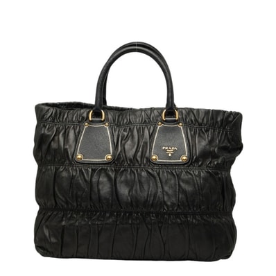 プラダ ゴーフル トートバッグ ブラック レザー サフィアーノレザー レディース PRADA 【中古】