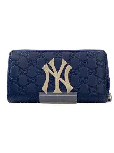GUCCI x NY Yankees Guccissima Zip Around Wallet "Blue"