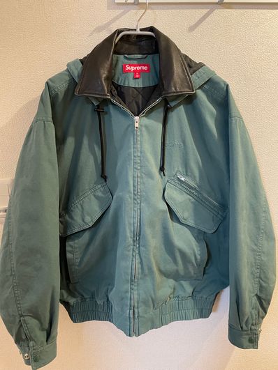 Supreme Leather Collar Utility Jacket "Green"