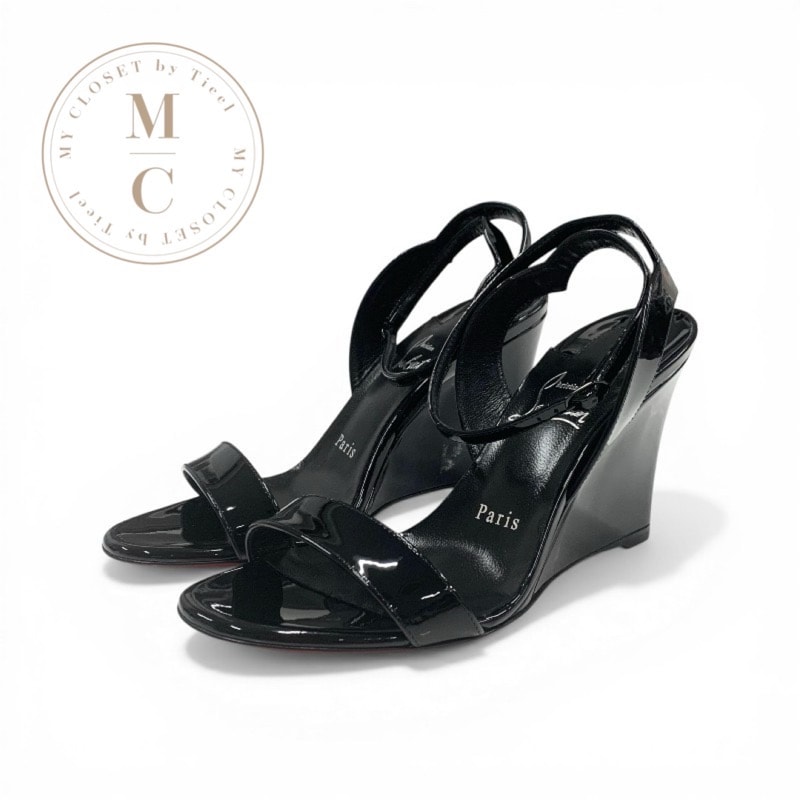 クリスチャンルブタン Christian Louboutin ゼッパ・チック サンダル 靴 シューズ パテント ブラック 黒 未使用 ウェッジソール