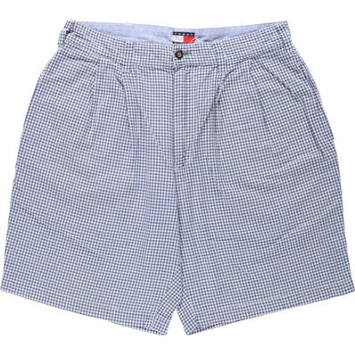 古着 90年代~ トミーヒルフィガー TOMMY HILFIGER ギンガムチェック ツータック コットンショーツ ショートパンツ メンズw34相当 ヴィンテージ/eaa672116