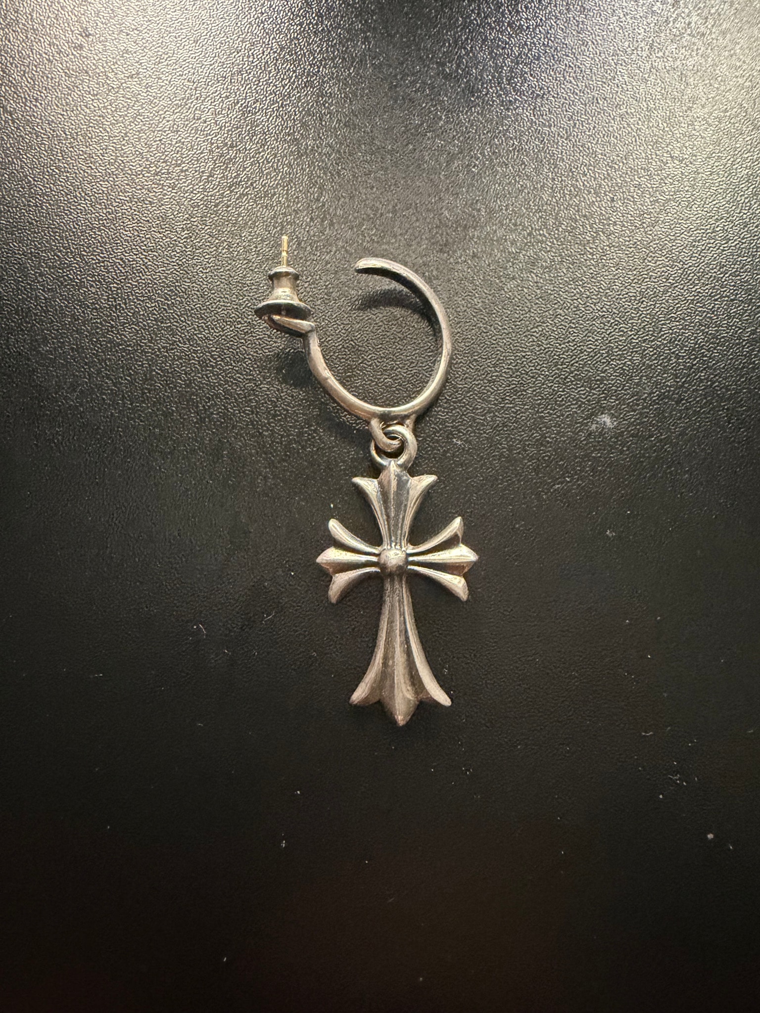 Chrome Hearts Tiny CH Cross Hoop Earrings "Silver"