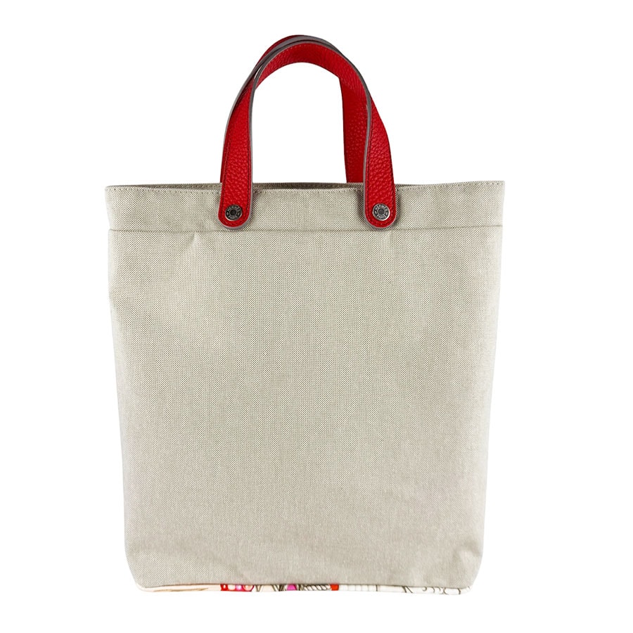 エルメス HERMES ハンドバッグ プティアッシュ サック ド トワル トワルアッシュ/トリヨンクレマンス 推定ルージュトマト/ナチュラル レディース【中古】 z10333