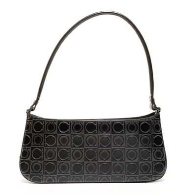 フェラガモ FERRAGAMO レザー 型押し ガンチーニ ワンショルダー ショルダーバッグ【中古】