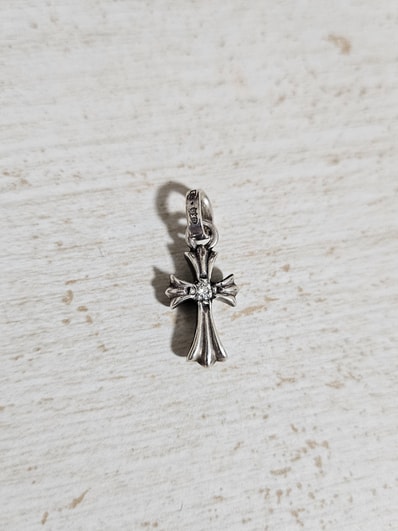 Chrome Hearts CH Cross Baby Fat Charm with Single Diamond "Silver"