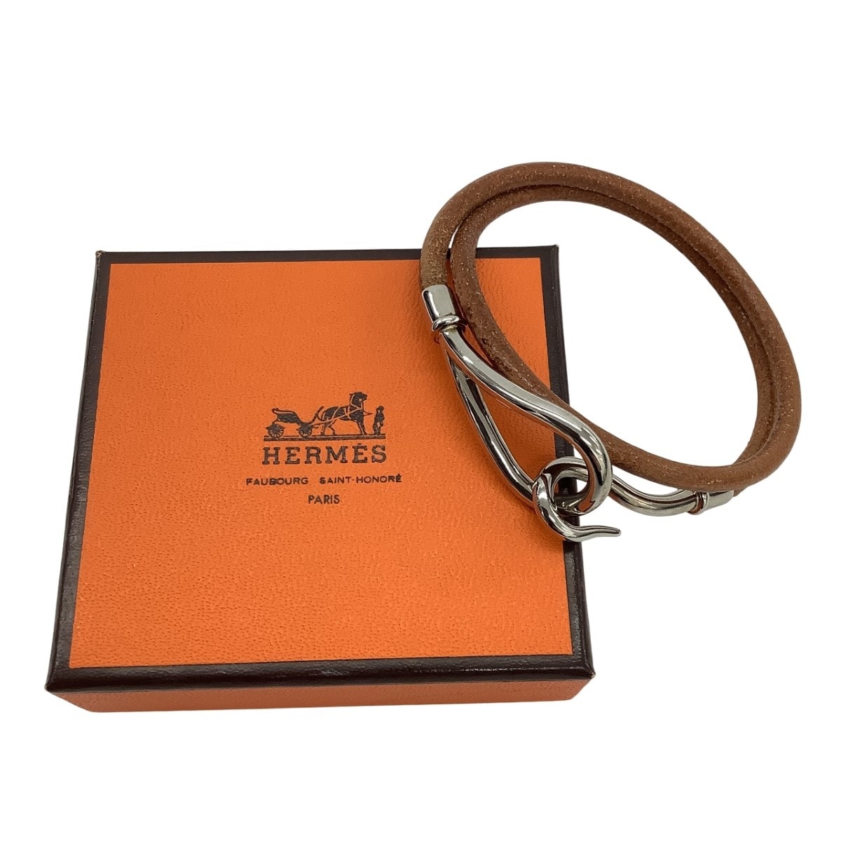 HERMES エルメス ブレスレット レザー ブラウン