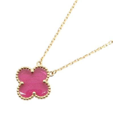 ヴァンクリーフ&アーペル Van Cleef & Arpels ヴィンテージアルハンブラ ピンクエナメル ネックレス ネックレス ジュエリー K18(イエローゴールド) エナメル レディース ゴールド系 / ピンク系 VCARPQZK00