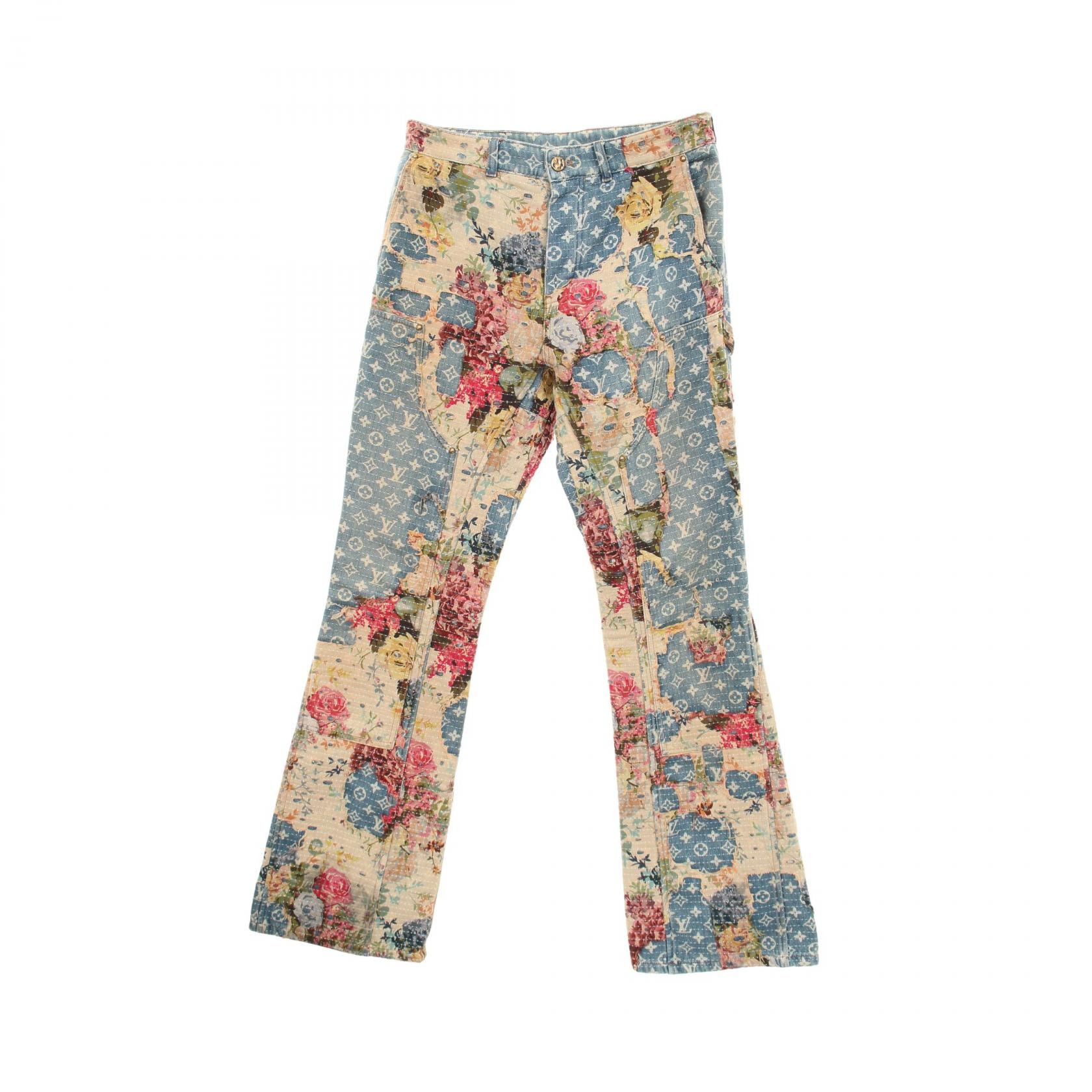 ルイ・ヴィトン LOUIS VUITTON デストロイ ベルボトム カーペンター デニムパンツ 衣料品 ボトムス コットン メンズ ブルー系 / マルチカラー RM222 JF0 HND90W 【中古】