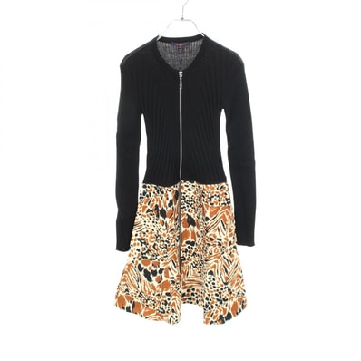 ルイ・ヴィトン LOUIS VUITTON PRINTED BI MATERIAL DRESS ワンピース 衣料品 トップス ウール シルク レディース ブラック系 / アイボリー系 / マルチカラー 【中古】