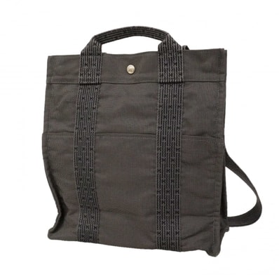 【6dc2506-k】エルメス リュック・デイパック エールラインアドMM キャンバス グレー シルバー金具【中古】レディース