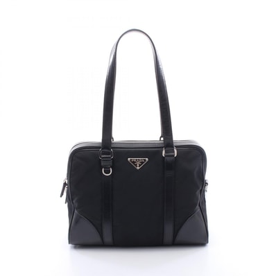 プラダ PRADA トライアングルロゴ トートバッグ バッグ ナイロン レザー レディース ブラック系 【中古】