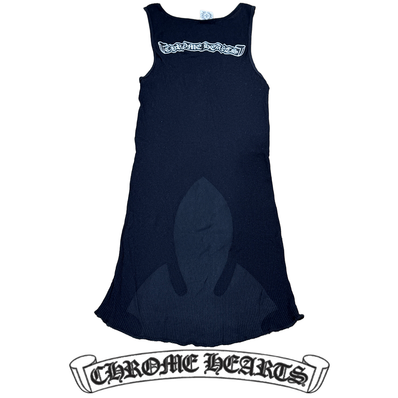Chrome Hearts Scroll Label Print Rib Tank Top "Black"
