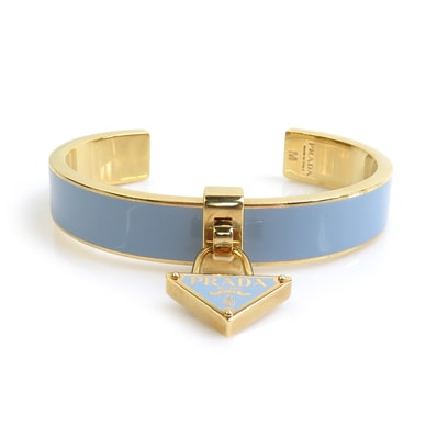 プラダ PRADA ブレスレット バングル メタル ライトブルー/ゴールド レディース【中古】 56861j