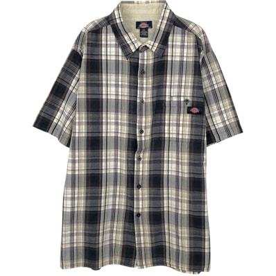 古着 ディッキーズ Dickies チェック柄 半袖 ワークシャツ ボックスシャツ メンズXXL相当/eaa650569