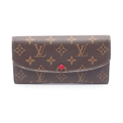 ルイ・ヴィトン LOUIS VUITTON ポルトフォイユ エミリー 二つ折り長財布 財布 レザー PVC モノグラム フューシャ レディース ブラウン系 / ピンク系 M60697 【中古】