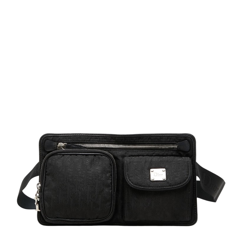 ディオール トロッター ウエストポーチ ショルダーバッグ ブラック キャンバス レザー レディース Dior 【中古】