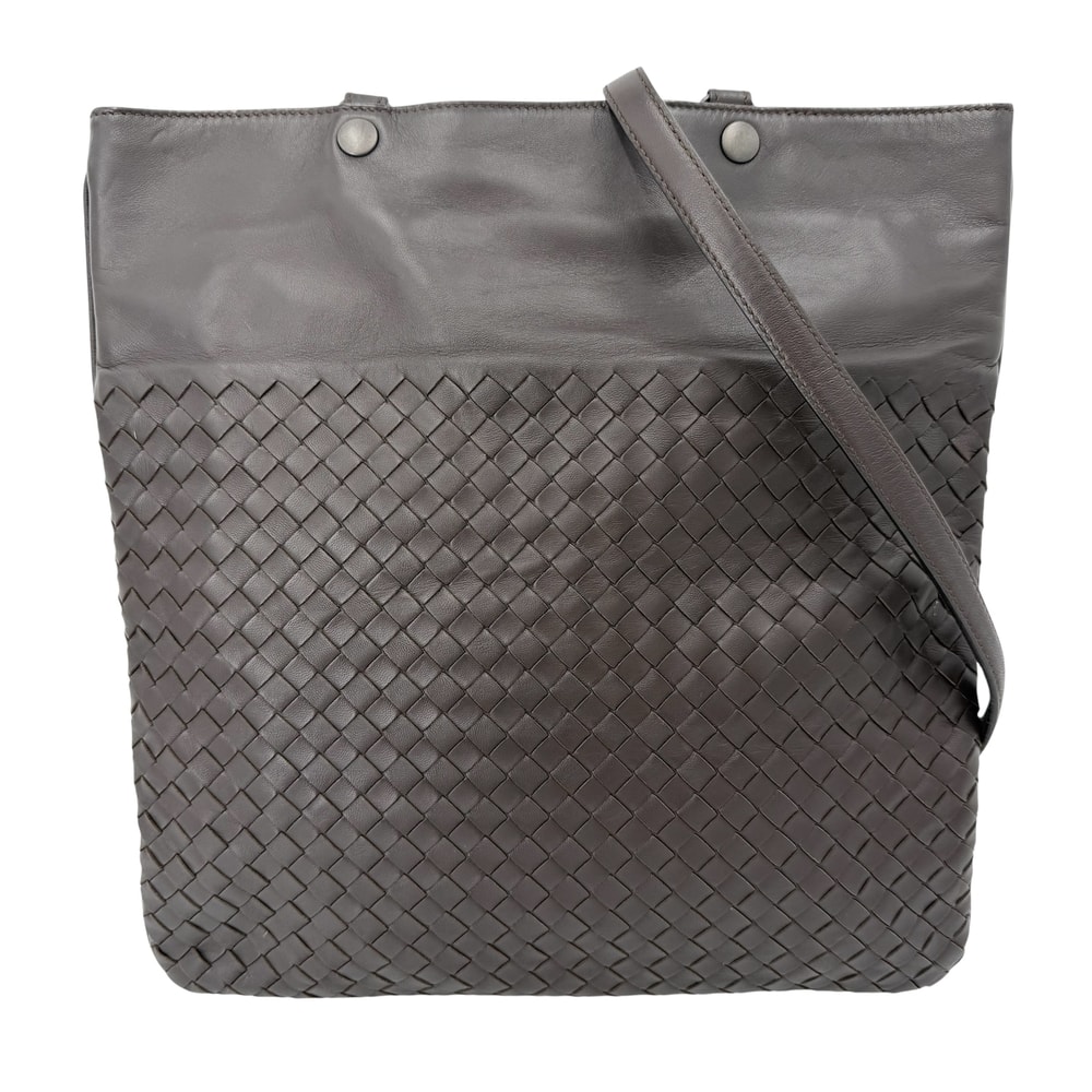 BOTTEGAVENETA ボッテガヴェネタ トートバッグ イントレチャート レザー    ブラウン 茶 ブラック金具 レディース 美品【中古品】