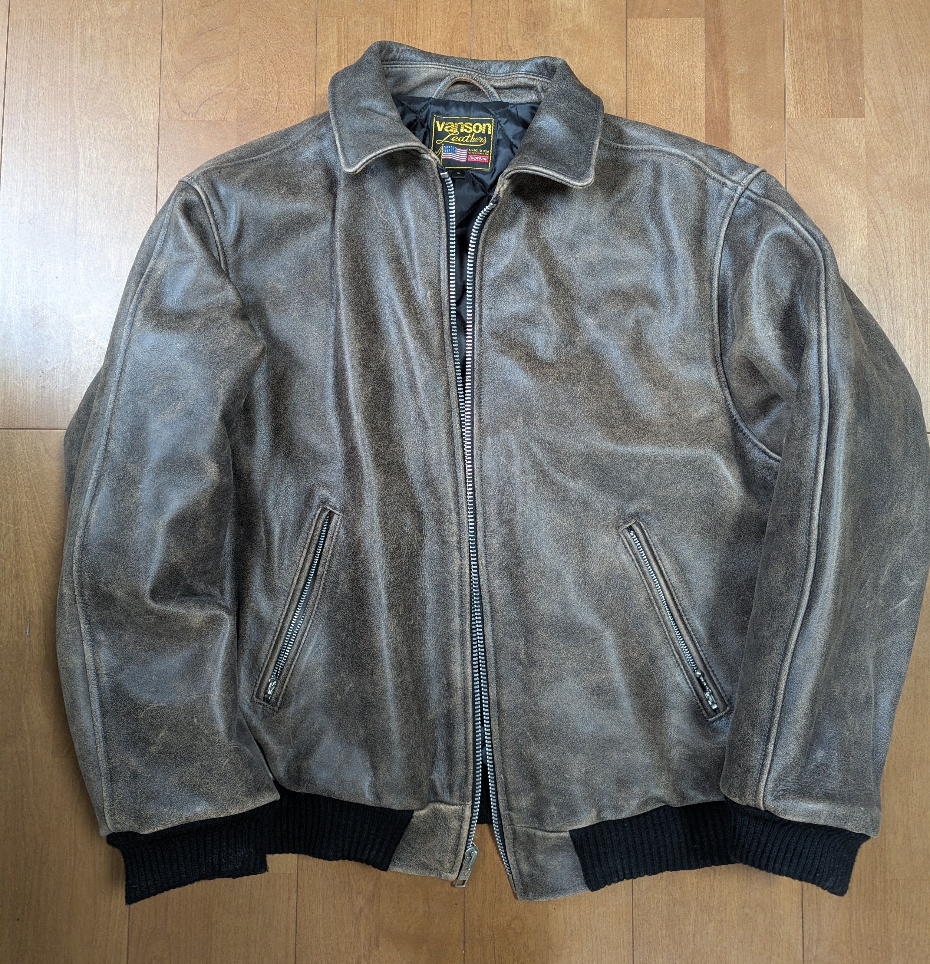 Supreme / Vanson Leathers Worn Leather Jacket "Brown"