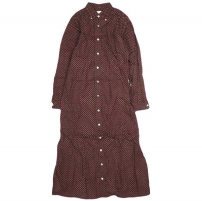 FWK by ENGINEERED GARMENTS エフダブリューケー エンジニアードガーメンツ アメリカ製 BD SHIRT DRESS ハートプリント ボタンダウンシャツワンピース 2 ブラック 長袖 ロング マキシ トップス g13873
