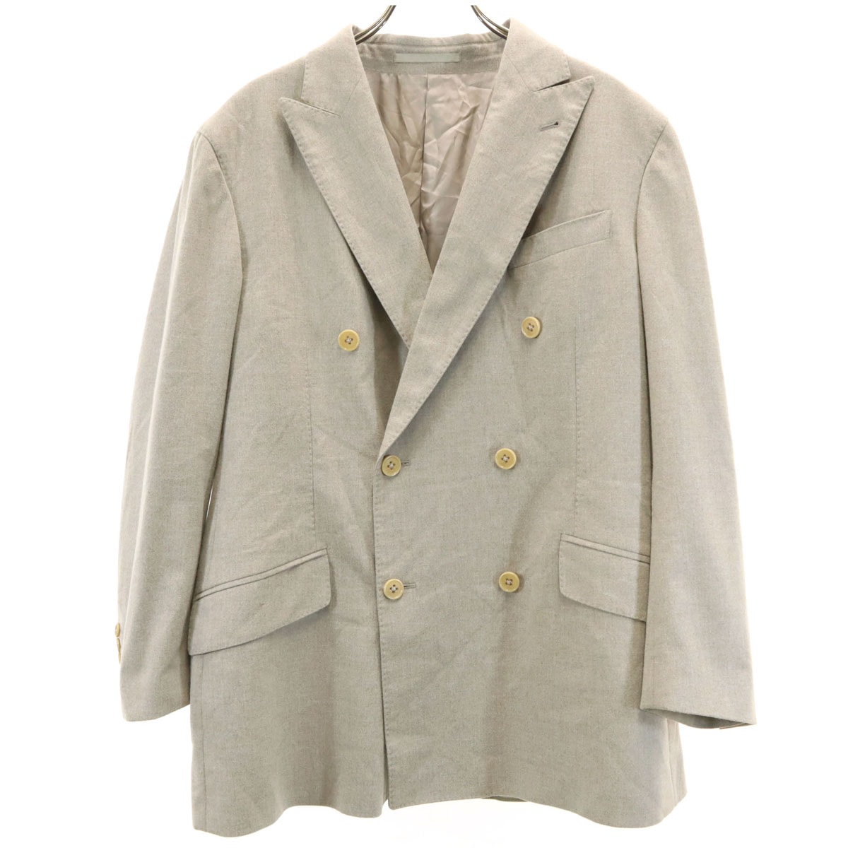 ARMANI COLLEZIONI アルマーニコレッツォーニ 90s イタリア製 オールド ウールライク ダブル テーラードジャケット 52 グレージュ