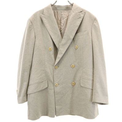 ARMANI COLLEZIONI アルマーニコレッツォーニ 90s イタリア製 オールド ウールライク ダブル テーラードジャケット 52 グレージュ