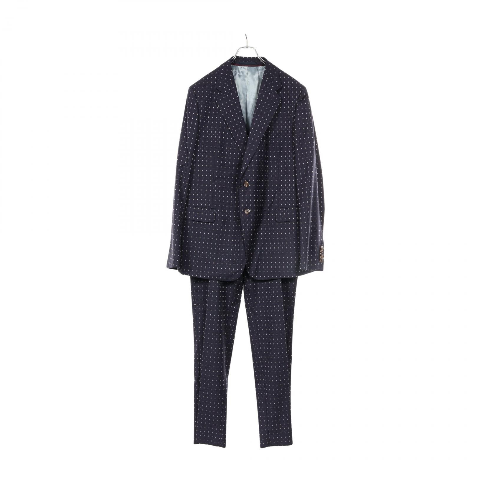 グッチ GUCCI GG柄 スーツ 衣料品 ウール メンズ ネイビー系 【中古】