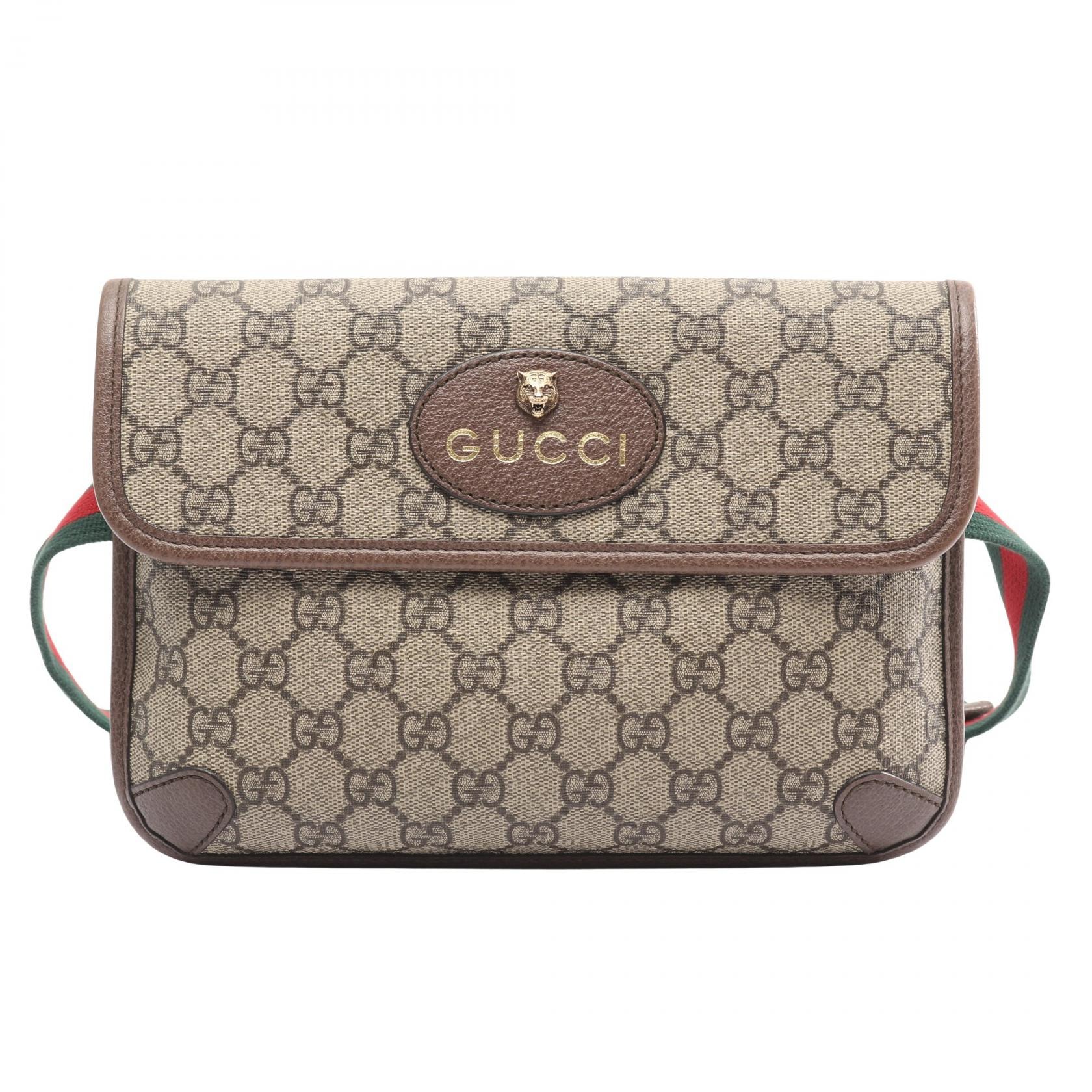 グッチ GUCCI GGスプリーム ネオヴィンテージ シェリーライン ウエストバッグ ボディバッグ バッグ PVCコーティングキャンバス レザー メンズ レディース ベージュ系 / ブラウン系 493930 【中古】