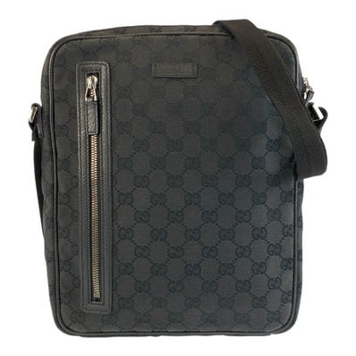 美品 GUCCI グッチ ブラック 黒 GGキャンバス ショルダーバッグ メッセンジャーバッグ 603758 【中古】