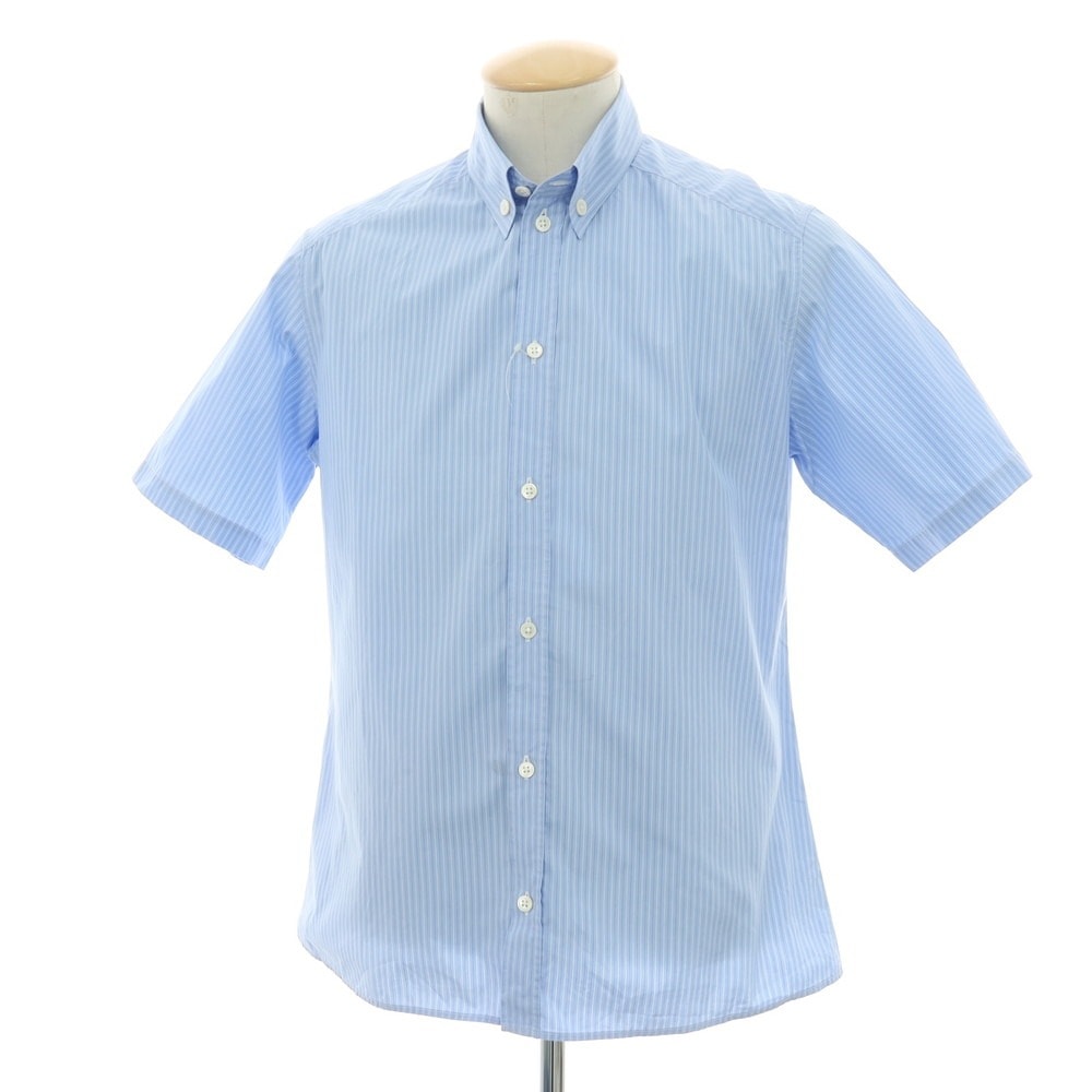 【中古】アーペーセー A.P.C. コットン ストライプ 半袖シャツ ブルーxホワイト【サイズ1】【メンズ】