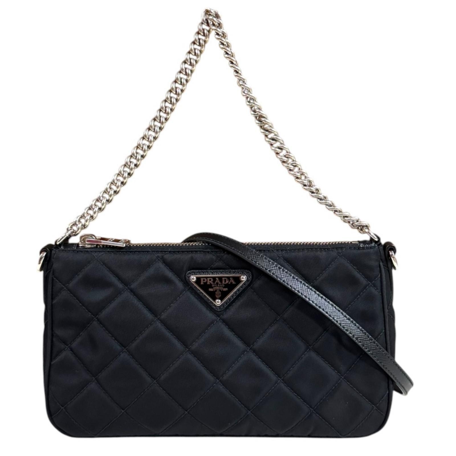 プラダ ショルダーバッグ ナイロン 1BH026 ブラック レディース PRADA  中古