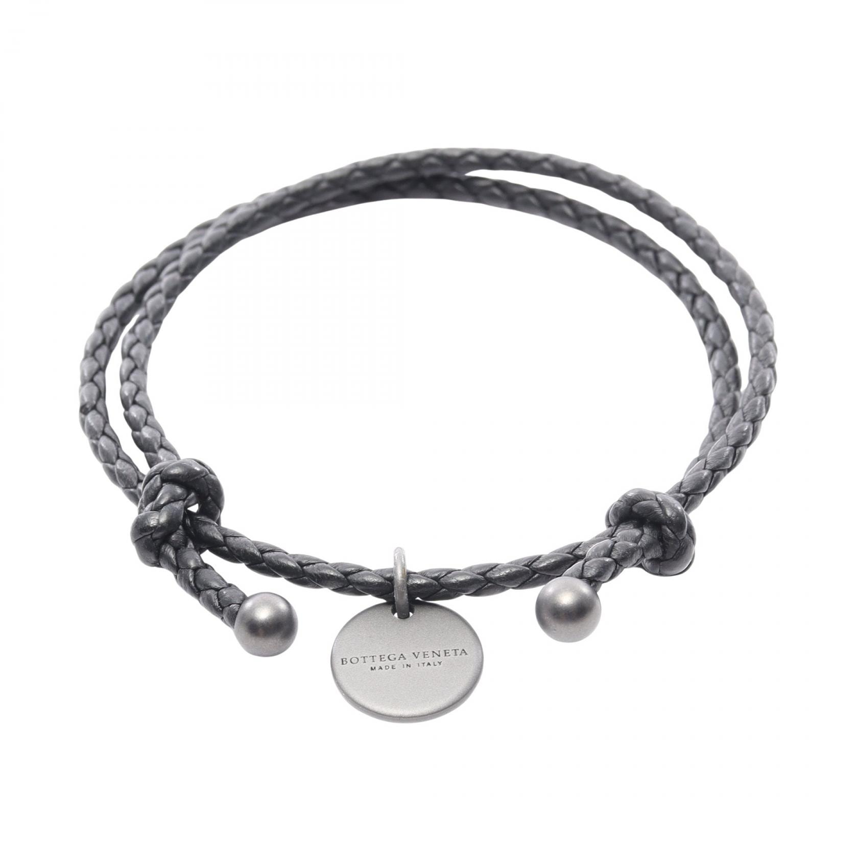 ボッテガヴェネタ BOTTEGA VENETA イントレチャート ブレスレット アクセサリー レザー メンズ レディース ブラック系 339580 【中古】