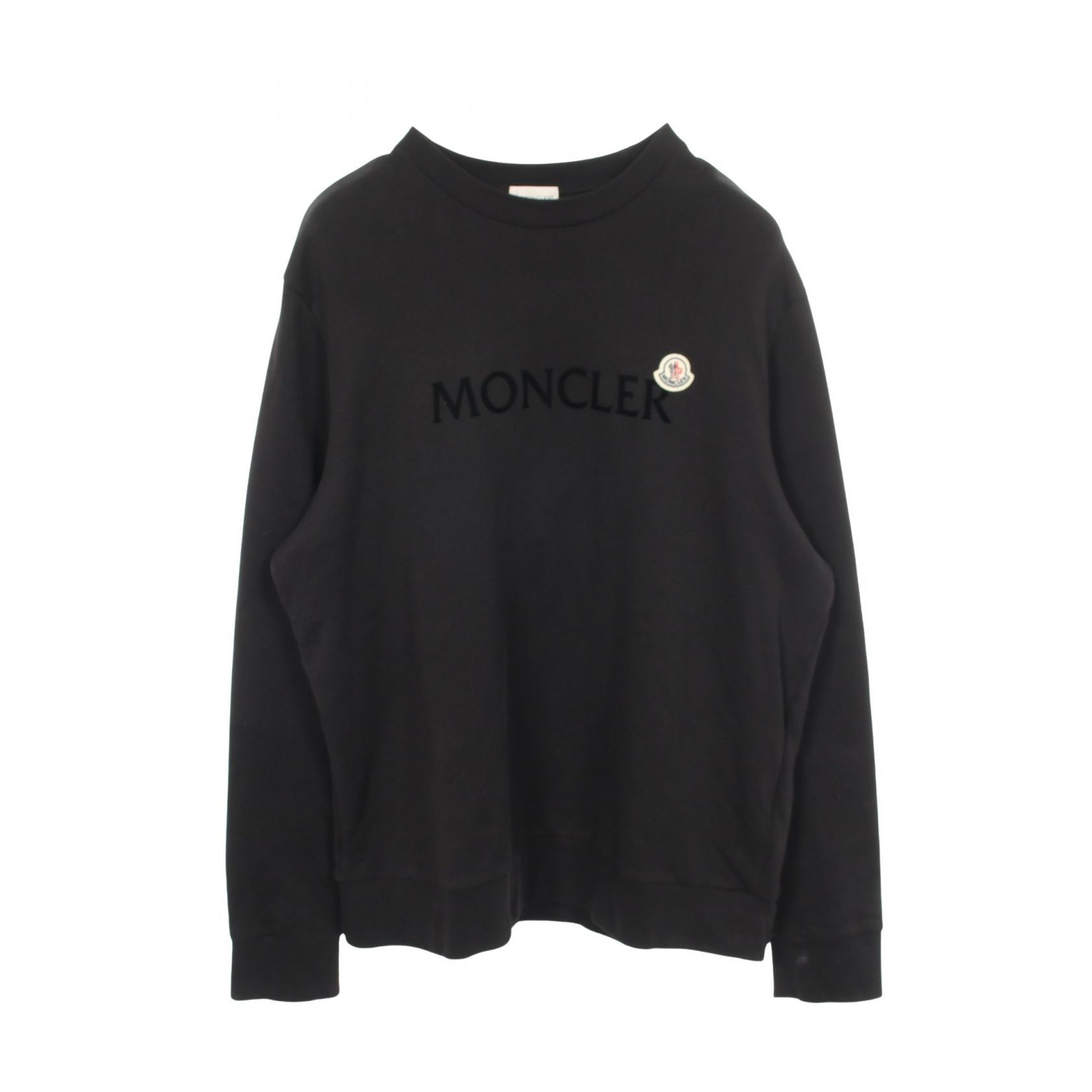 モンクレール MONCLER ロゴクルーネック スウェット 衣料品 トップス コットン メンズ ブラック系 【中古】