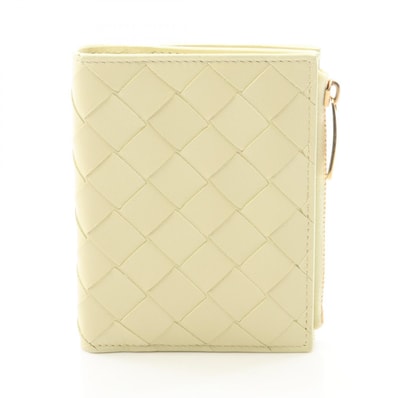 ボッテガヴェネタ BOTTEGA VENETA イントレチャート 二つ折り財布 財布 レザー レディース イエロー系 707601VCPP37406 【新品】