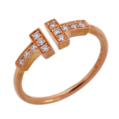 【6jdb0427-28】ティファニー リング Tワイヤー K18PG ピンクゴールド ダイヤモンド 13号【中古】レディース