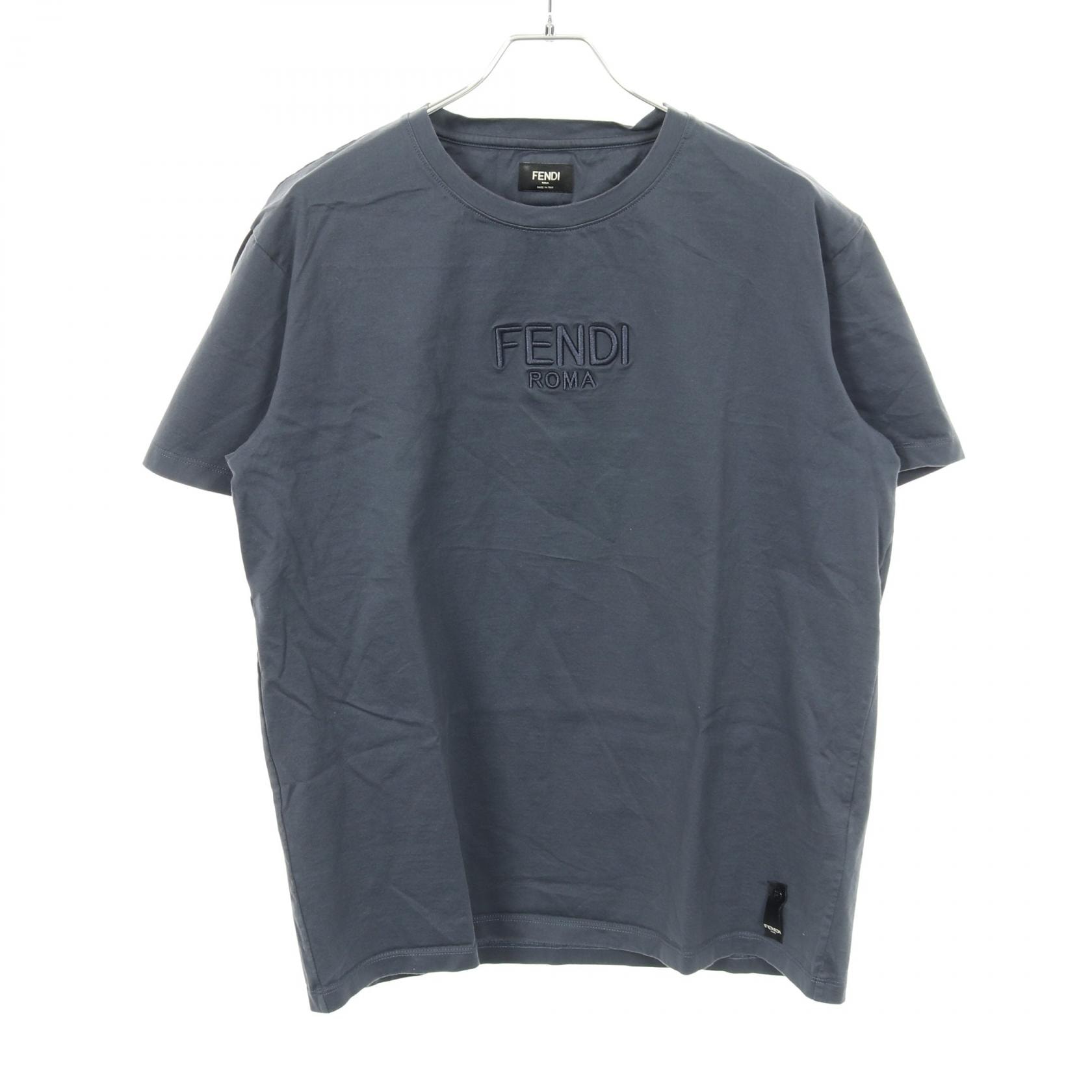 フェンディ FENDI ロゴ刺繍 カットソー 衣料品 トップス コットン レディース グレー系 【中古】