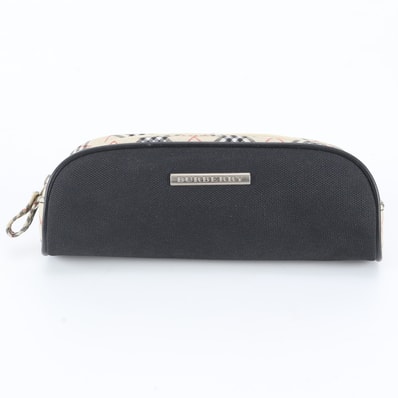 ■極美品 バーバリー ノバ チェックポーチ レザー×キャンバス