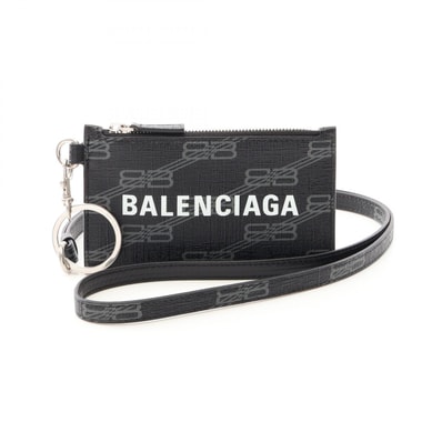 バレンシアガ BALENCIAGA CASH キャッシュ BBモノグラム コインケース 財布 PVC メンズ ブラック系 【中古】
