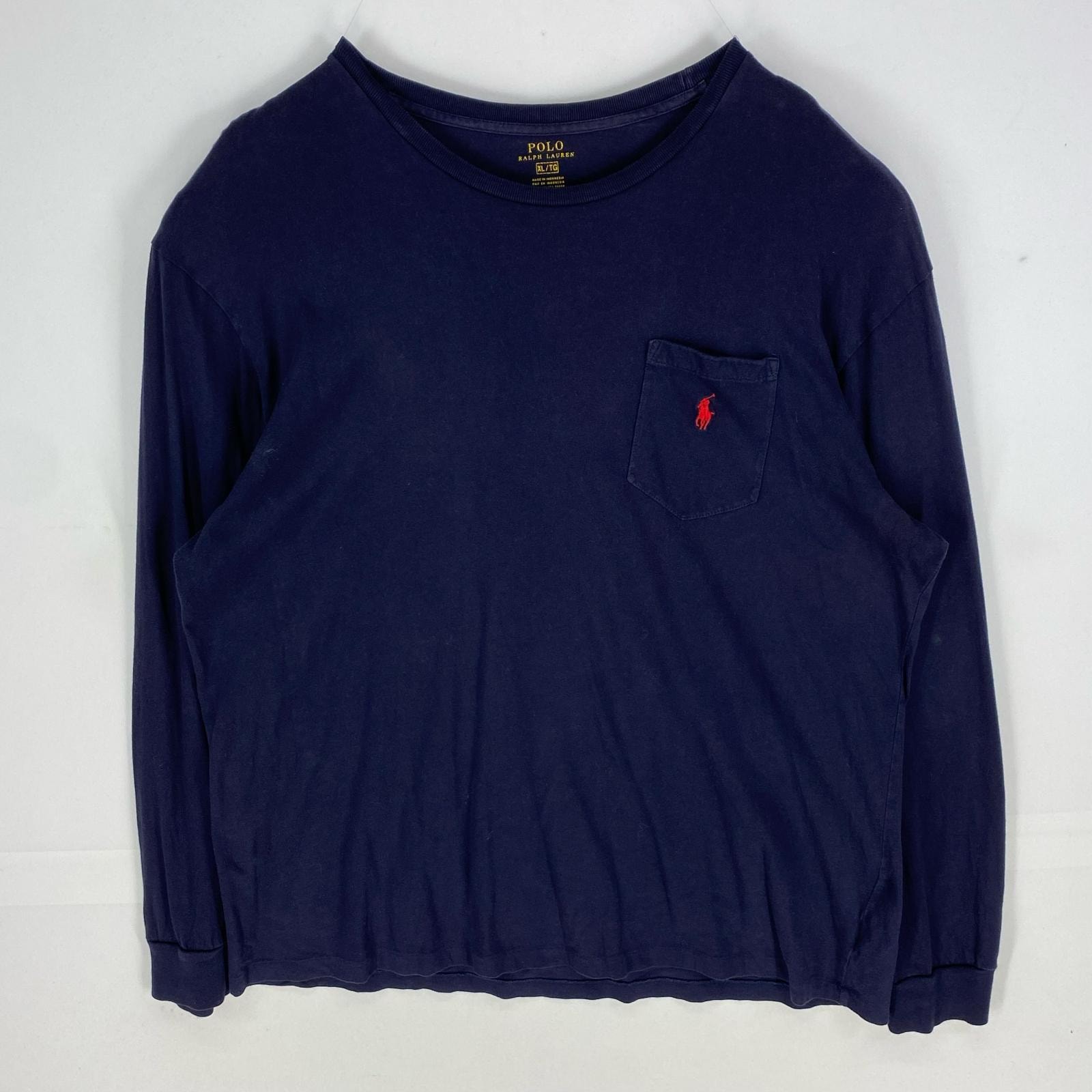 古着 ポロバイラルフローレン Polo by Ralph Lauren 長袖Tシャツ 刺繍ロゴ ワンポイント ロンT XL  ネイビー系 メンズ