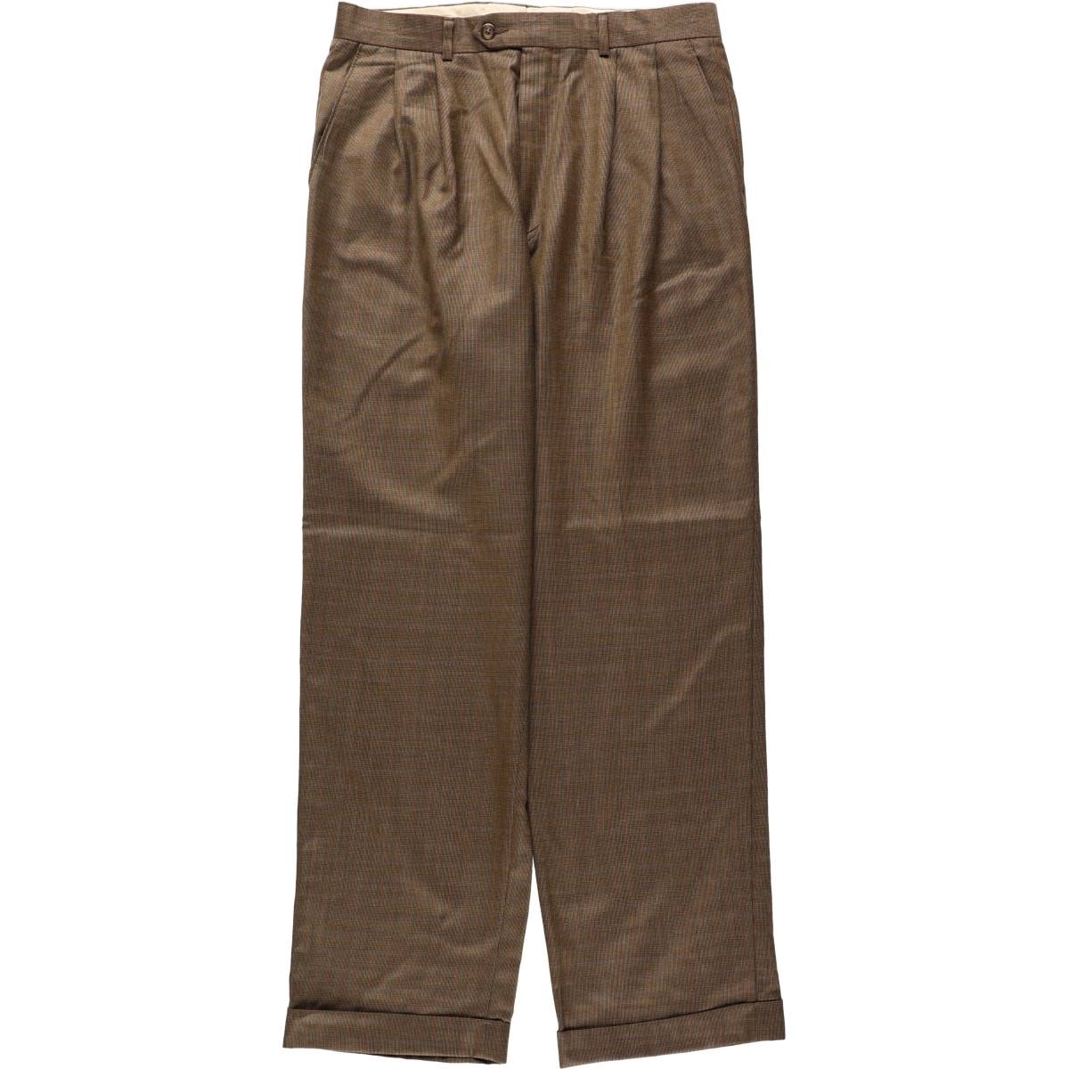 古着 ラルフローレン Ralph Lauren LAUREN ローレン チェック柄 ツータック ウールパンツ スラックス メンズw32相当/eaa685509