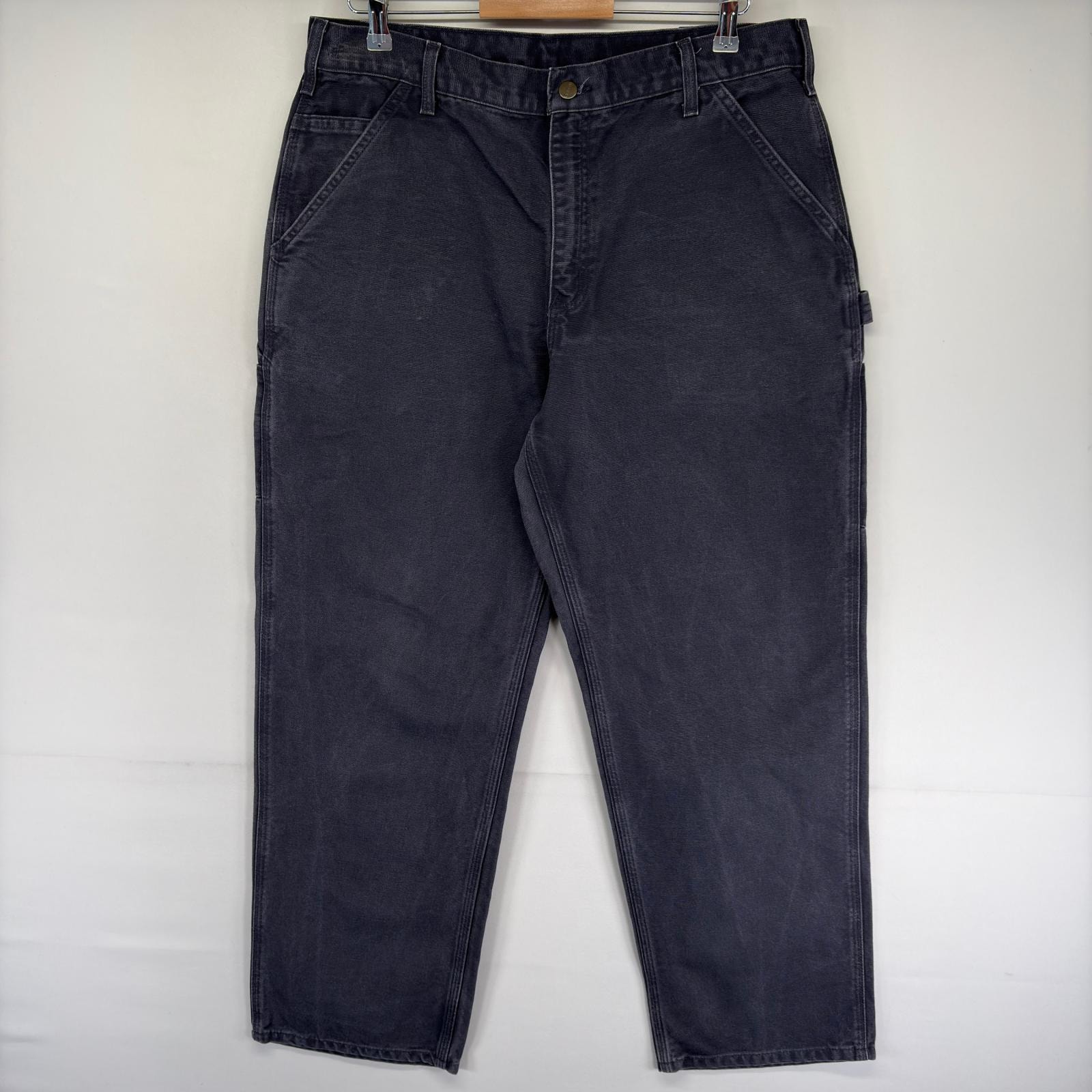 古着 カーハート Carhartt ダック パンツ ペインター ワンポイントロゴ ワーク ジップ ハンマーループ w36 L32  グレー系 メンズ