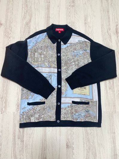 Supreme Silk Map Cardigan "Black"