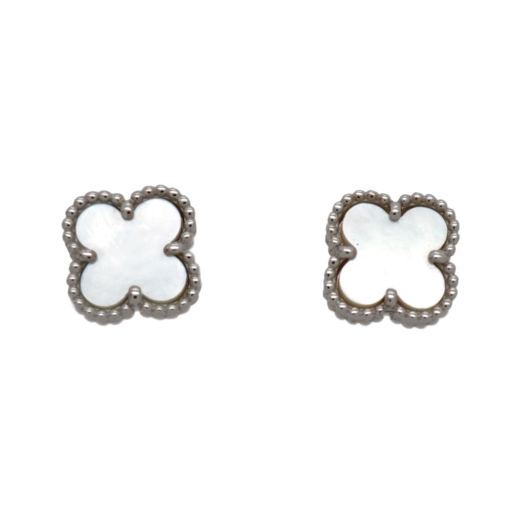 ★最終価格★SALE【6jhb0065】ヴァンクリーフ&アーペル ピアス スウィート アルハンブラ K18WG ホワイトゴールド マザーオブパール【中古】レディース