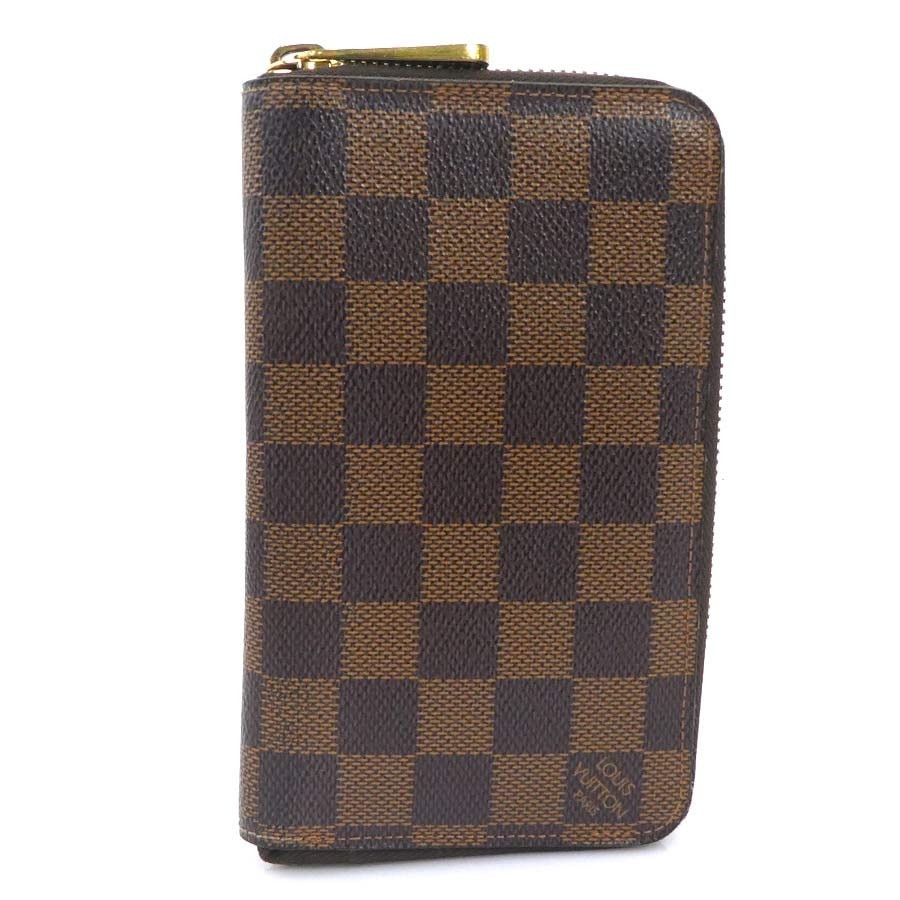 ルイ ヴィトン LOUIS VUITTON 二つ折り財布 ダミエ ジッピーコンパクトウォレット ダミエキャンバス ブラウン ゴールド レディース N60028【中古】 e61904j